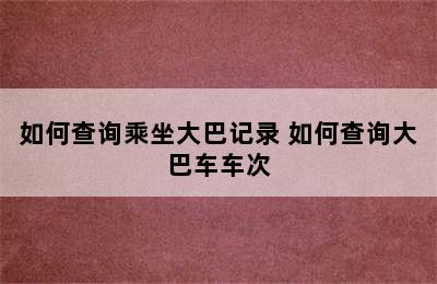 如何查询乘坐大巴记录 如何查询大巴车车次